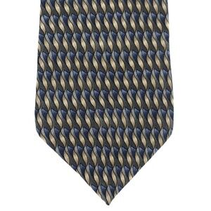 Jimmy Z Mens Tie Mark McGwire Collection Three Geometric Blue Gold Silk Blend‎